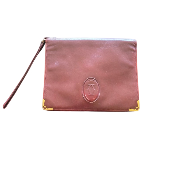 Cartier Brown Leather Wristlet with Gold Accents - Picture 1 of 9